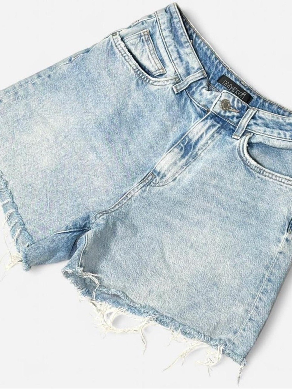 Vintage 90s High Waisted Jean Shorts, Light Wash Denim, Size 26